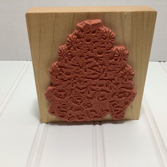 Teddy Bears Candles Christmas Tree PSX K-1885 Rubber Stamp Vintage 1996 New - Picture 5 of 8